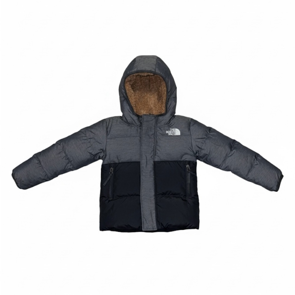 The North Face Kids' Charcoal and Black Hooded Puffer Jacket